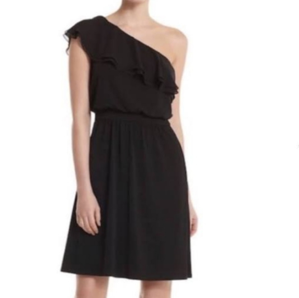 White House Black Market One Shoulder Ruffle Dress
